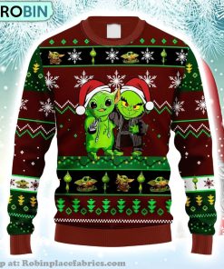 Baby Yoda And Grinch Funny Baby Yoda And Grinch Christmas Christmas Ugly Sweater