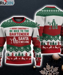 Bartender All Merry Christmas Be Nice Sweater Christmas Knitted Print Sweatshirt