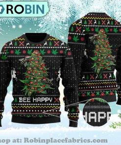 Bee Happy Tree Christmas Ugly Christmas Sweater