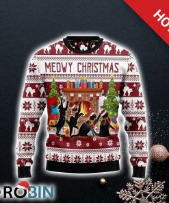 Black Cat Christmas Dancing Ugly Christmas Sweater For Cat Lover Christmas