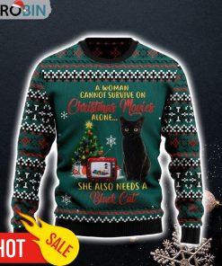 Black Cat Christmas Movie Ugly Christmas Sweater