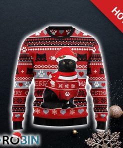 Black Cat Christmas Pattern Ugly Christmas Sweater For Cat Lover Christmas