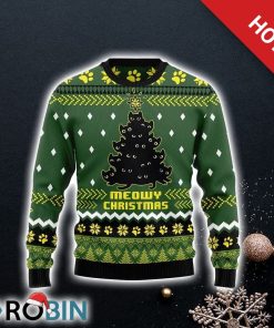 Black Cat Christmas Tree Funny Family Ugly Christmas Sweater For Cat Lover Christmas