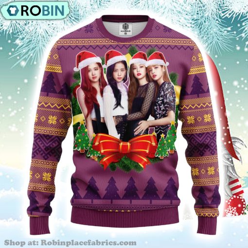 Black Pink Music Band Merry Xmas Gift Ugly Christmas Sweater 329
