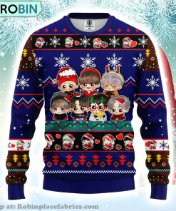 Bts Music Band Merry Xmas Gift Chibi Bts Band Ugly Christmas Sweater