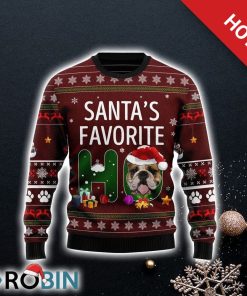Bulldog Santa Favorite Ho Christmas Ugly Sweater Pet Lover Christmas Sweater