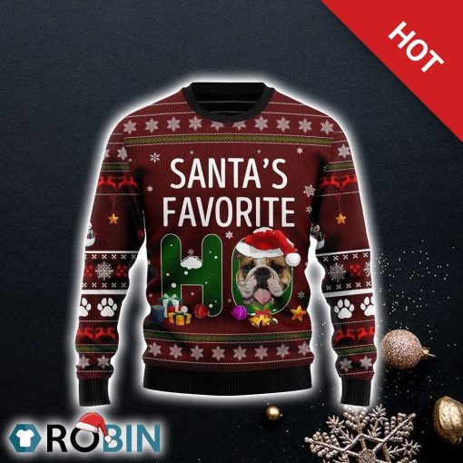 Bulldog Santa Favorite Ho Christmas Ugly Sweater Pet Lover Christmas Sweater