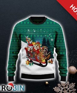 Bulldog Sleigh Ugly Christmas Sweater, Pet Lover Christmas Sweater