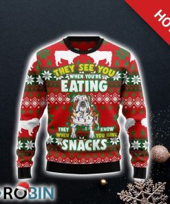 Bulldog Snacks Ugly Christmas Sweater, Pet Lover Christmas Sweater Bulldog Snacks Ugly Christmas Sweater, Pet Lover Christmas Sweater