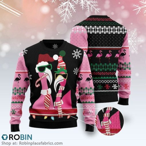 Candy Cane Flamingo Animal Lovers Christmas Ugly Sweater 3D Printed