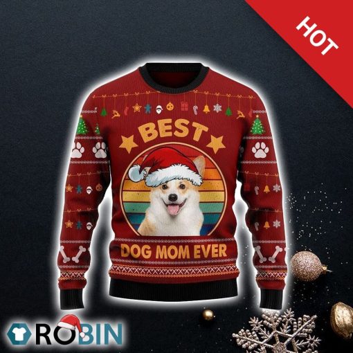 Cardigan Welsh Corgi Best Dog Mom Ever Ugly Christmas Sweater, Dog Lover Christmas Sweater