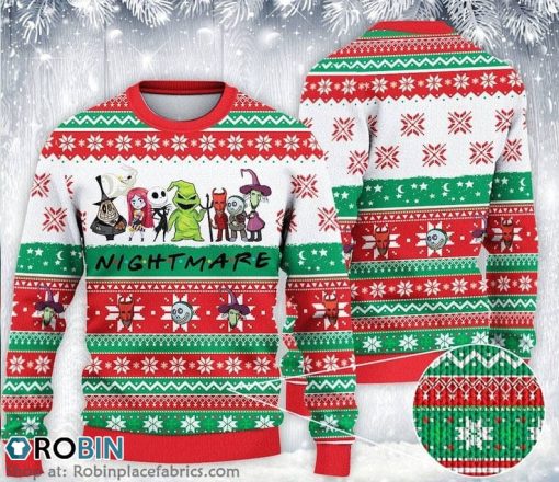 Cartoon Night Mare Christmas Ugly Sweater 3D Printed