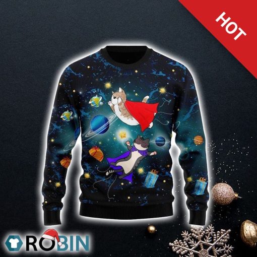 Cat Galaxy Ugly Christmas Sweater For Cat Lover Christmas