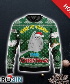 Cat Keep It Classy For Christmas Ugly Christmas Sweater 3D For Cat Lover Christmas