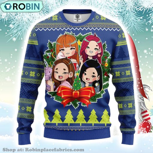 Chibi Black Pink Music Band Merry Xmas Gift Ugly Christmas Sweater