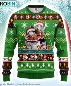 Chibi Dragon Ball Anime Characters Merry Xmas Funny Santa Son Goku Ugly Christmas Sweater