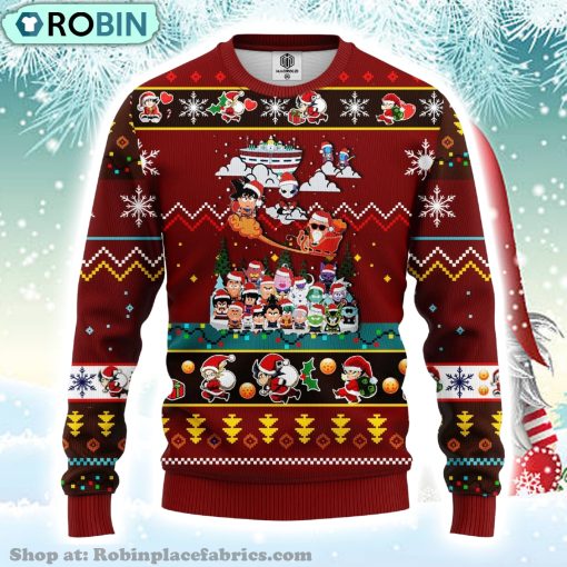 Chibi Dragon Ball Anime Characters Ugly Christmas Sweater