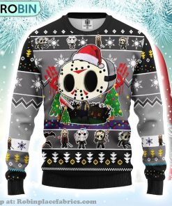 Chibi Santa Jason Voorhees Merry Xmas Ugly Christmas Sweater Chibi Santa Jason Voorhees Merry Xmas Ugly Christmas Sweater
