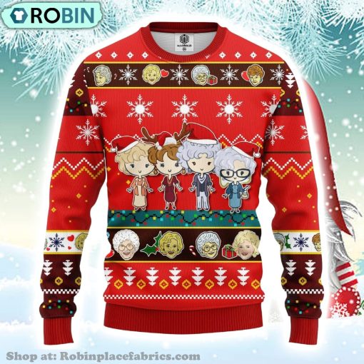Chibi The Golden Girls Merry Xmas Gifts Ugly Christmas Sweater