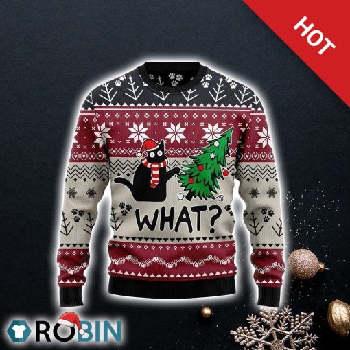 Christmas Cat What Funny Family Ugly Christmas Sweater For Cat Lover Christmas