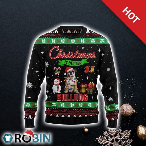 Christmas Is Better With Bulldog Ugly Christmas Sweater, Pet Lover Christmas Sweater