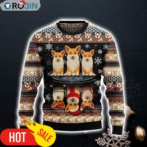 Christmas Pattern And Christmas Corgi On The Lake Gift For Christmas Ugly Christmas Sweater