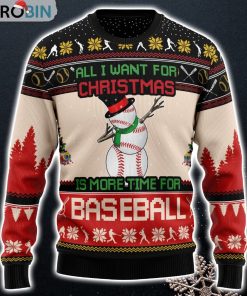 Christmas Time For Baseball Ugly Christmas Sweater