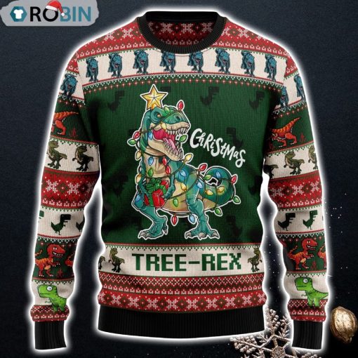 Christmas Tree Rex Design 3D Printed Ugly Christmas Sweater
