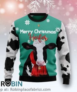 Cow Merry Christmas Heifer Christmas Ugly Sweater 3D Printed