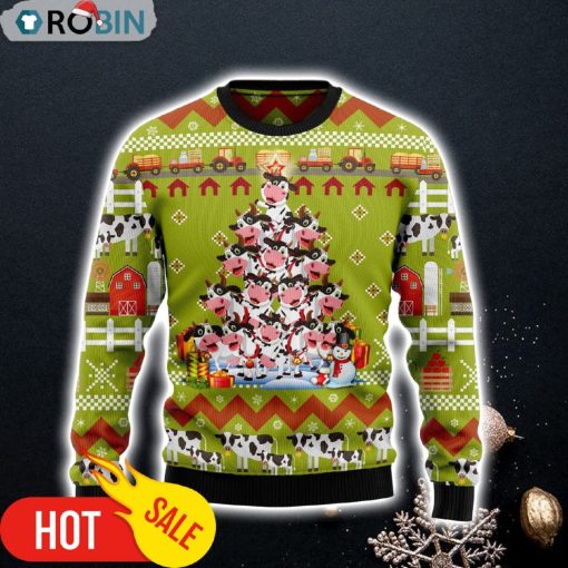 Cow Pine Tree Christmas Ugly Christmas Sweater