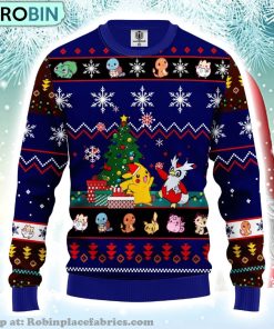 Cute Pokemon And Xmas Tree Ugly Christmas Sweater