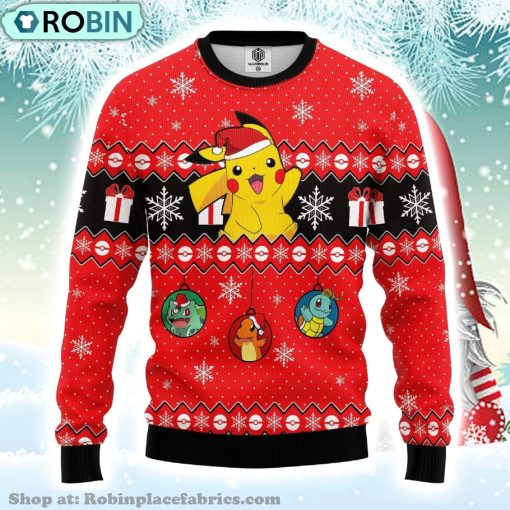 Cute Santa Pikachu Pokemon Merry Xmas Gifts Ugly Christmas Sweater