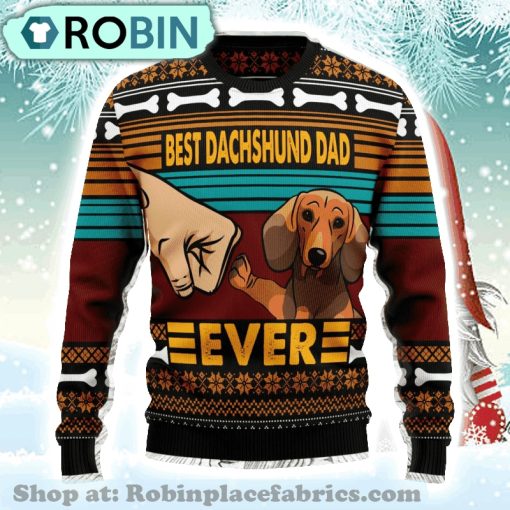 Dachshund Best Dog Dad Ugly Christmas Sweater