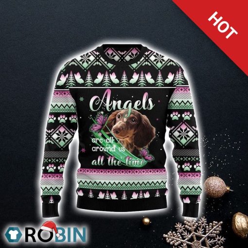 Dachshund Dog Angel Ugly Christmas Sweater, Dog Lover Christmas Sweater