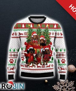 Dachshund Dog Red Truck Ugly Christmas Sweater, Dog Lover Christmas Sweater