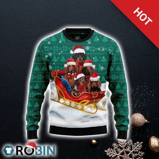 Dachshund Dog Snow Ugly Christmas Sweater, Dog Lover Christmas Sweater