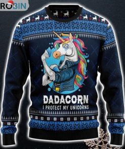Dadacorn Protector Of My Unicorns Ugly Christmas Sweatshirt