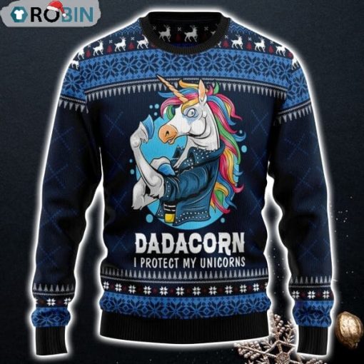 Dadacorn Protector Of My Unicorns Ugly Christmas Sweatshirt