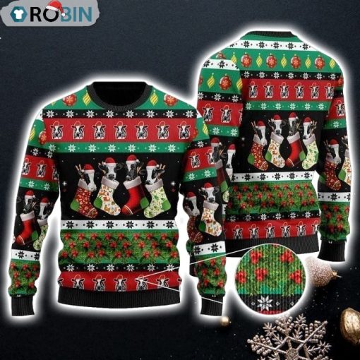 Dairy Cow In The Sock Gift For Christmas Ugly Christmas Sweater