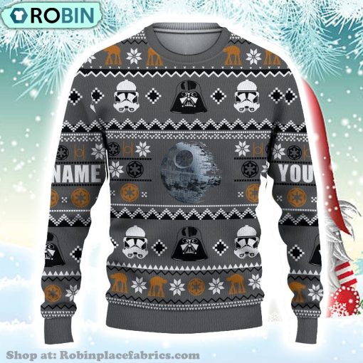 Darth Vader Stormtrooper Christmas Ugly Sweater Darth Vader Stormtrooper Christmas Gift Custom Name