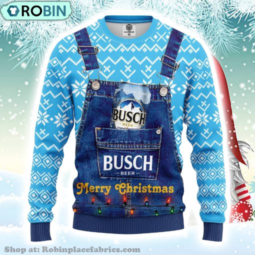 Drink Lover Merry Xmas Gifts Busch Beer Ugly Christmas Sweater