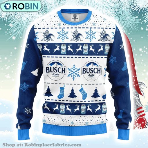 Drink Lover Merry Xmas Gifts Busch Latte Beer Ugly Christmas Sweater