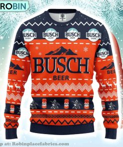 Drink Lover Merry Xmas Gifts Deer Busch Beer Ugly Christmas Sweater