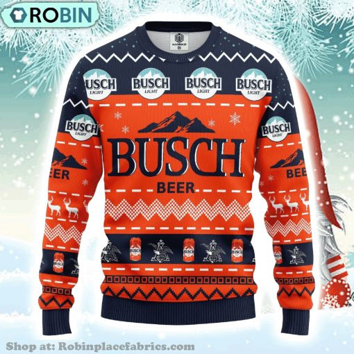 Drink Lover Merry Xmas Gifts Deer Busch Beer Ugly Christmas Sweater