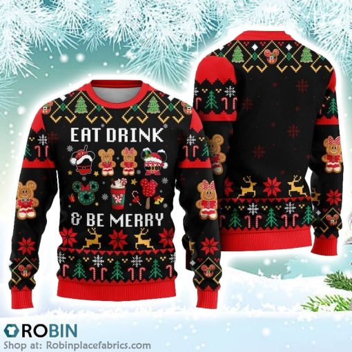 Eat Drink And Be Merry Christmas Ugly Sweater 3D Printed