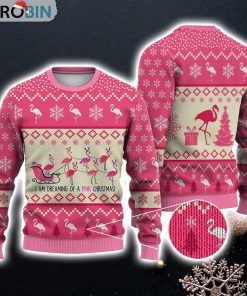 Flamingo Reindeer Christmas Sweater Christmas Knitted Print Sweatshirt