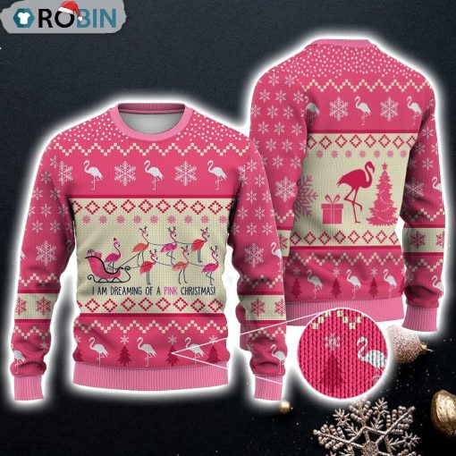 Flamingo Reindeer Christmas Sweater Christmas Knitted Print Sweatshirt