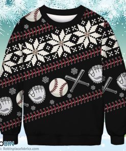 Funny Baseball Merry Christmas Sweatshirt Christmas Ugly Sweater 3D Printed