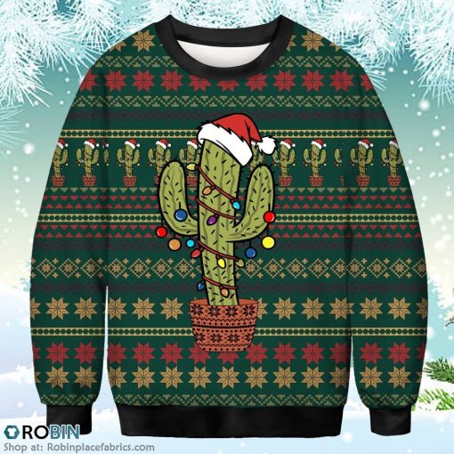 Funny Cactus Light Merry Christmas Sweatshirt