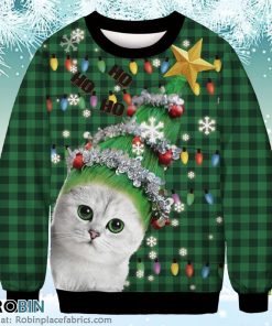 Funny Cat Merry Christmas Ugly Sweater 3D Printed